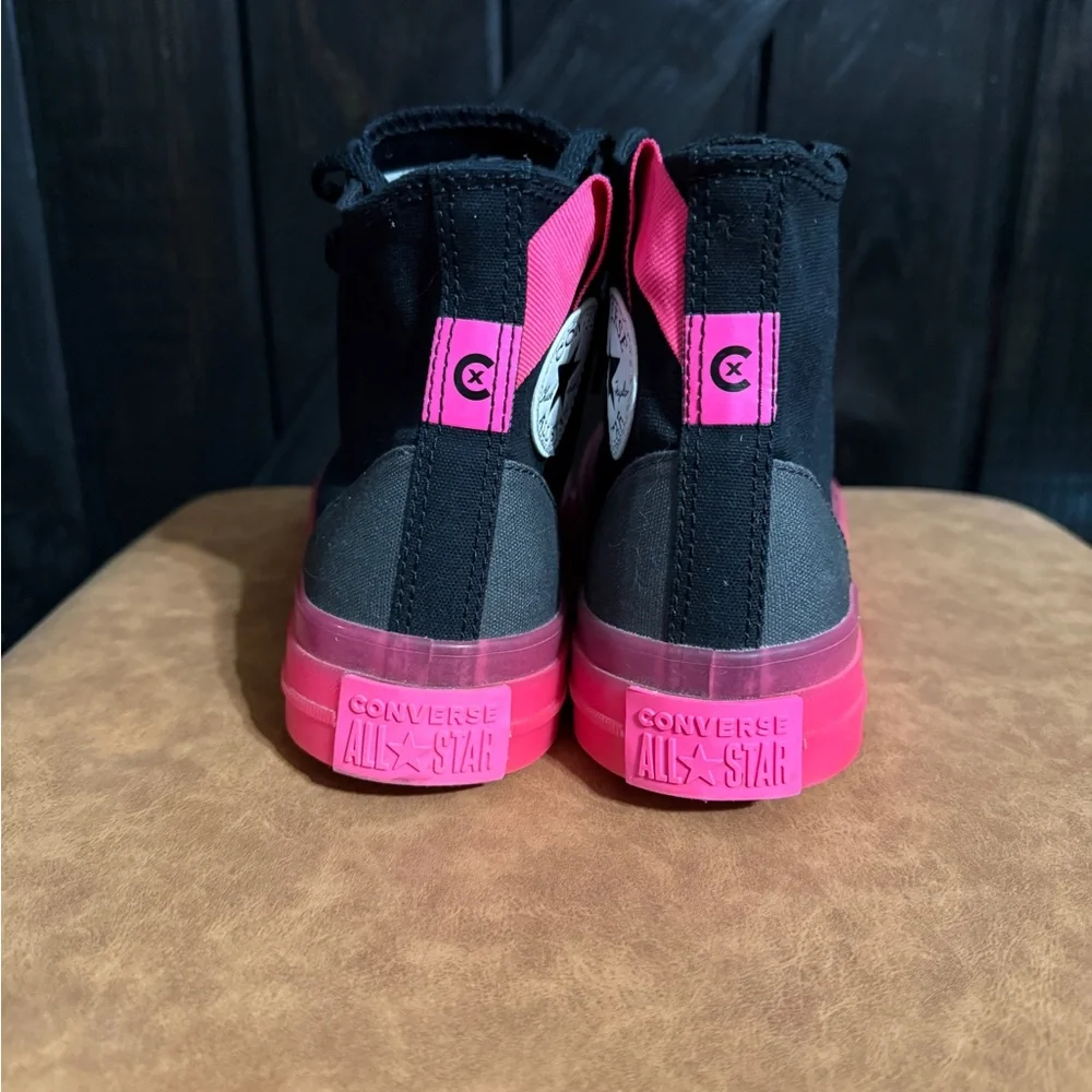 Converse High Top Sneakers - Black & Hot Pink Accent - Picture 9 of 11